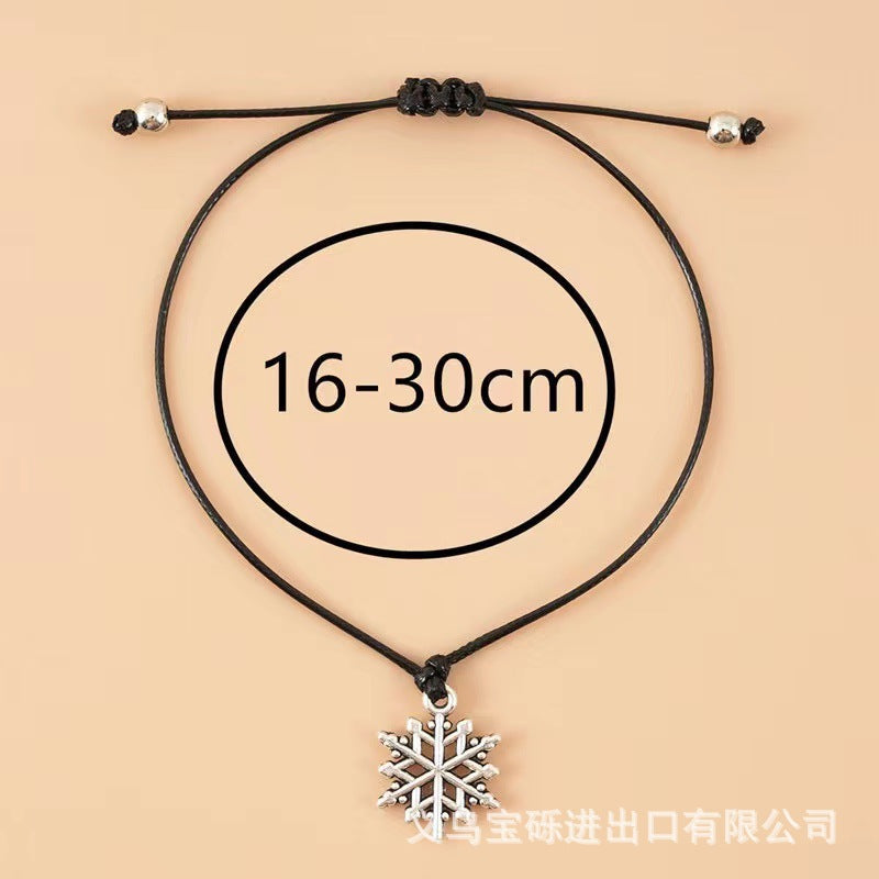 Cross-border exclusive bracelet European and American hot sale Christmas alloy Christmas series pendant adjustable hand-woven bracelet