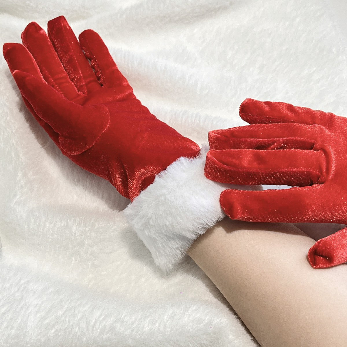 Christmas Party Gloves Bride Short Style Wedding Prom Performance Costume Red Thickened Christmas Gloves