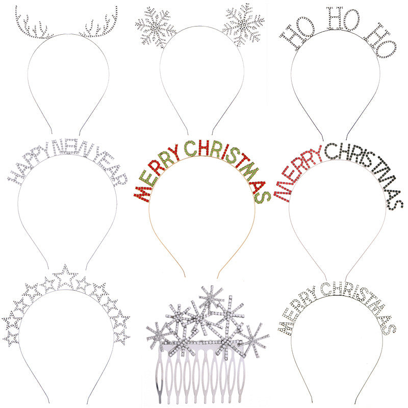 Europe and the United States new fashion CHRISTMAS headdress hair accessories splicing color MERRY CHRISTMAS CHRISTMAS hairband wholesale