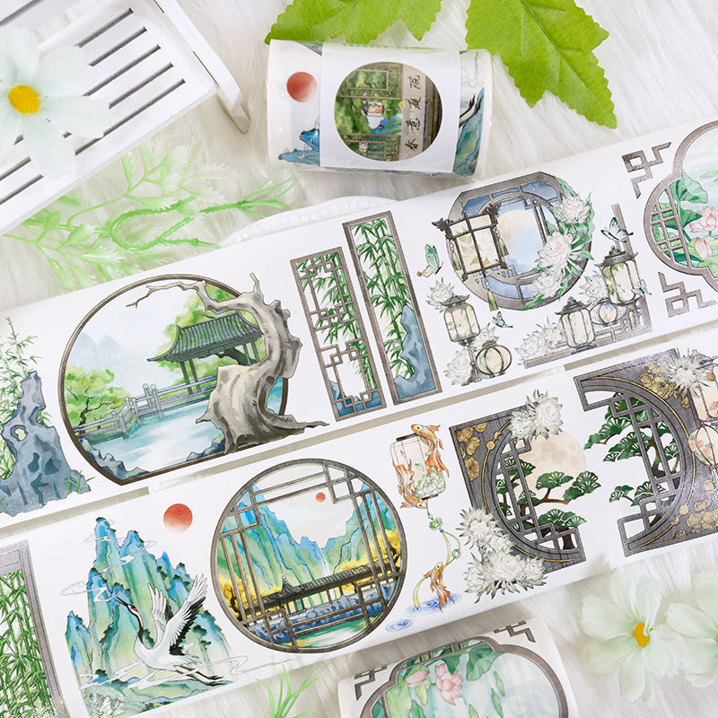 A Roll of Free Shipping Hand Ledger Tape Antique Decorative Background Courtyard Landscaping Mountain and National Style Japanese Paper Hand Ledger Pet Tape