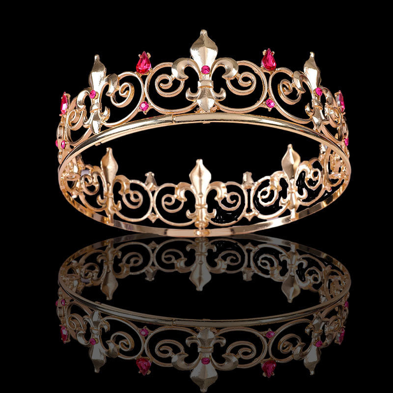 Halloween Stage Opera Performance Unisex Men Golden King Crown Headwear Adult Birthday Crown