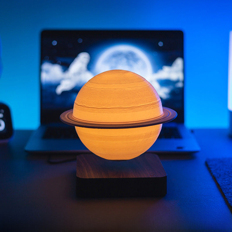 Levitating Saturn Lamp – 18 cm Dimmable Table Light