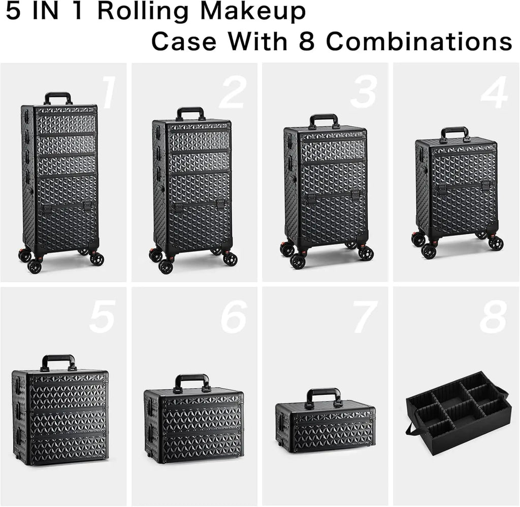Professional Makeup Trolley Case Wheels - Extra Large Rolling Cosmetic Organiser