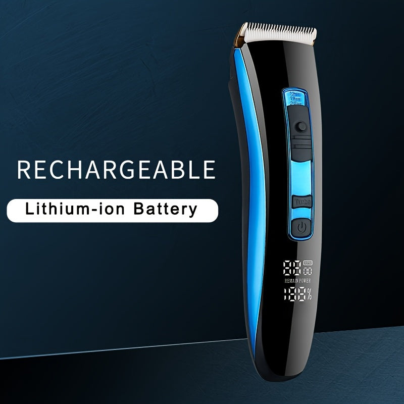 Rechargeable Hair Clippers for Men - Professional Grooming Kit with LED Display