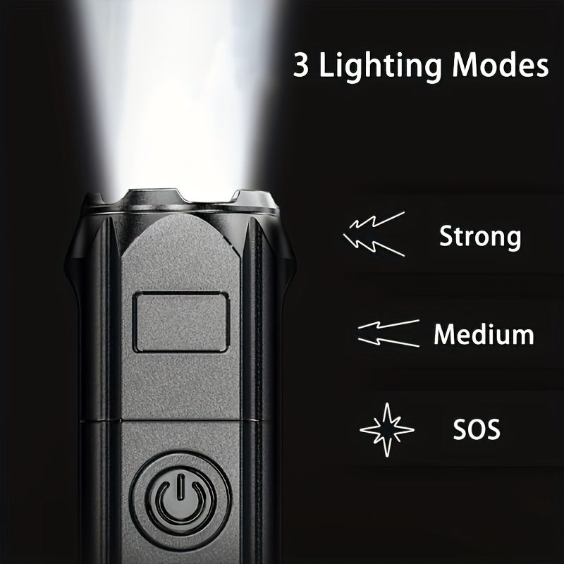 Rechargeable Zoom Flashlight - High-Power Telescopic Torch with 800mAh Battery for Outdoor & Home