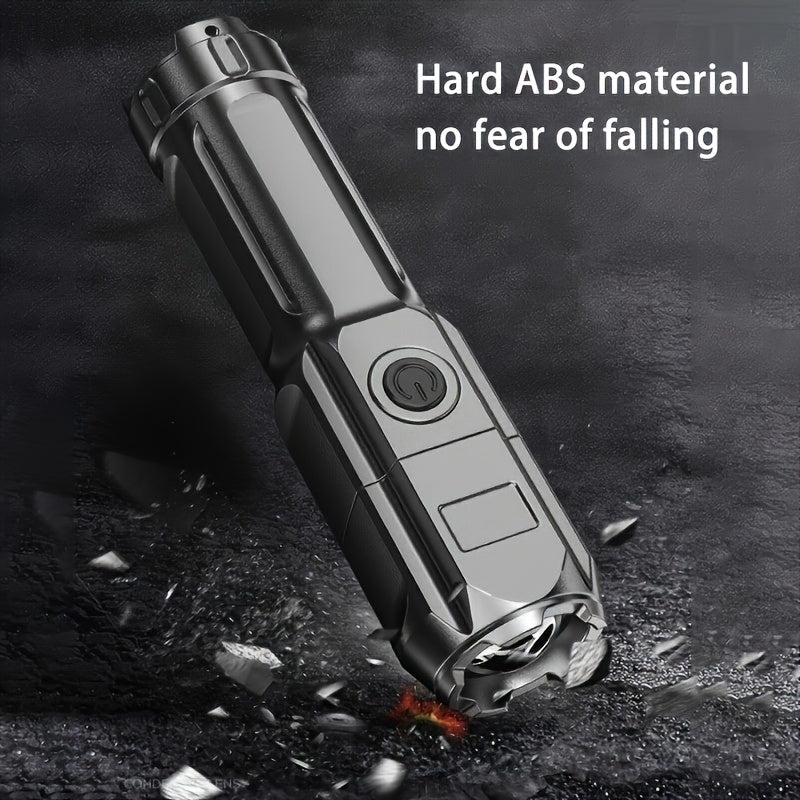 Rechargeable Zoom Flashlight - High-Power Telescopic Torch with 800mAh Battery for Outdoor & Home