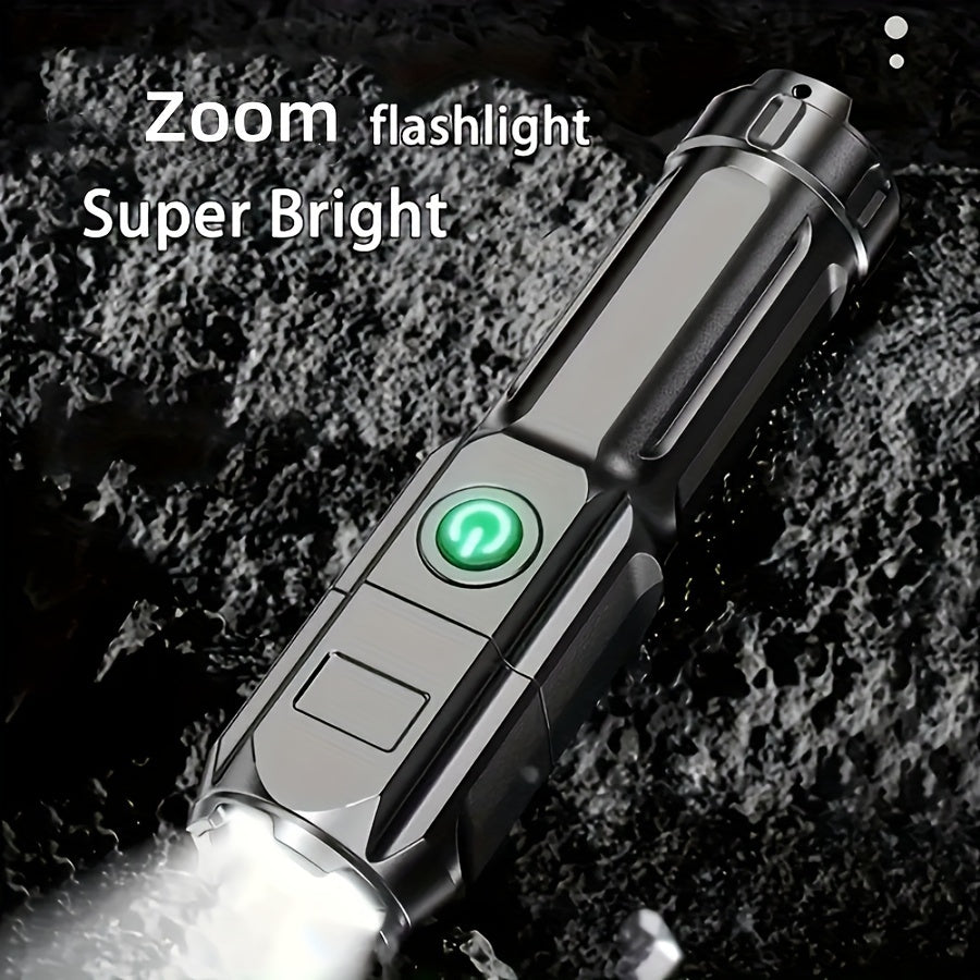 Rechargeable Zoom Flashlight - High-Power Telescopic Torch with 800mAh Battery for Outdoor & Home