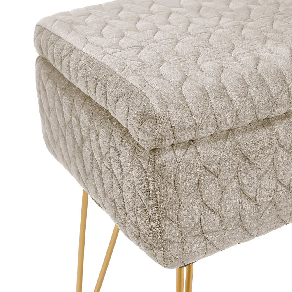 Rectangular Upholstered Storage Stool - Multifunctional Dressing Table Chair