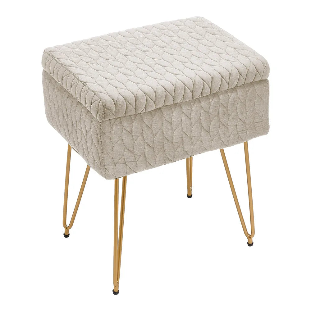 Rectangular Upholstered Storage Stool - Multifunctional Dressing Table Chair