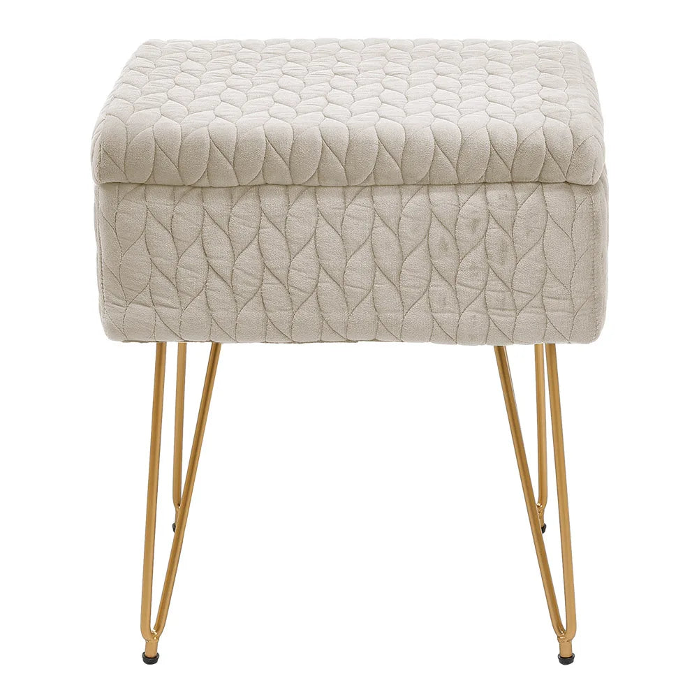 Rectangular Upholstered Storage Stool - Multifunctional Dressing Table Chair