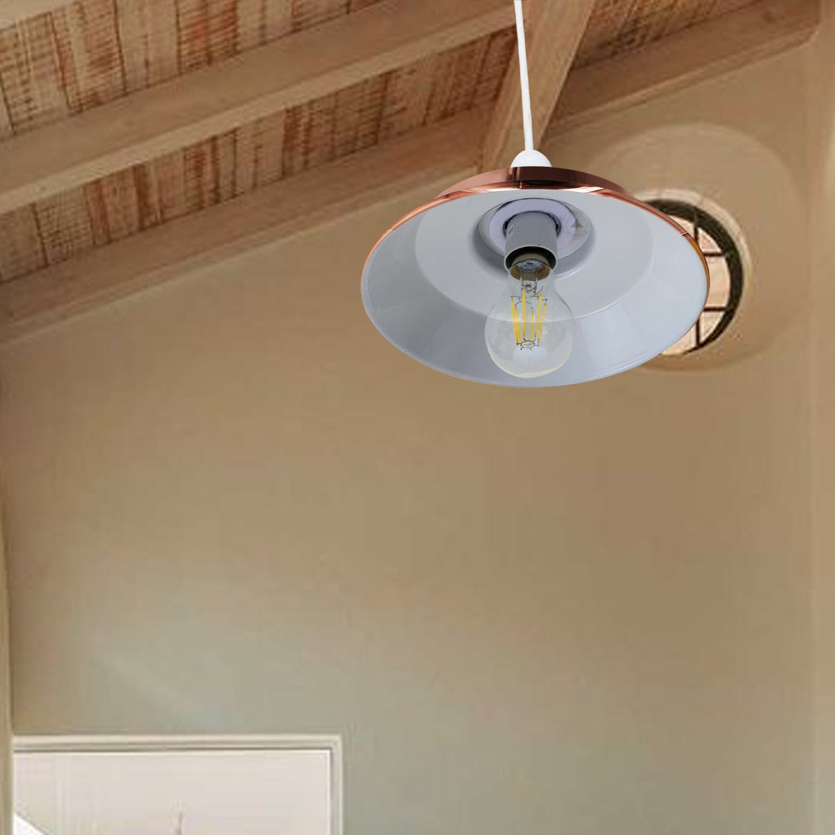 VINTAGE STYLE METAL CEILING LIGHT ROSE GOLD SHADES~2076