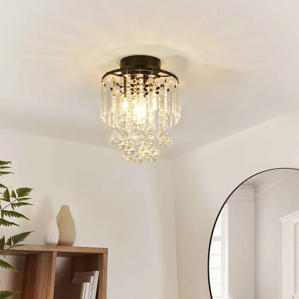 KOMORE Crystal Mount Ceiling Light 23cm /25cm / 30cm Dia for Living Room, Bedroom, Kitchen