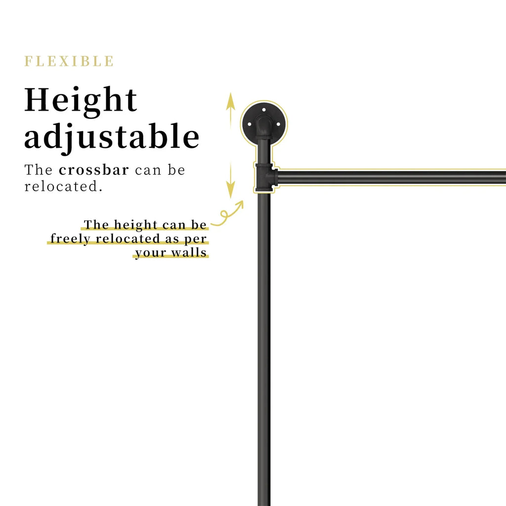 80.7 Inch Long Industrial Pipe Clothes Rack Double Clothes Rail Loft Residential Tidy Wardrobe Wall Clothing Hanging Rack