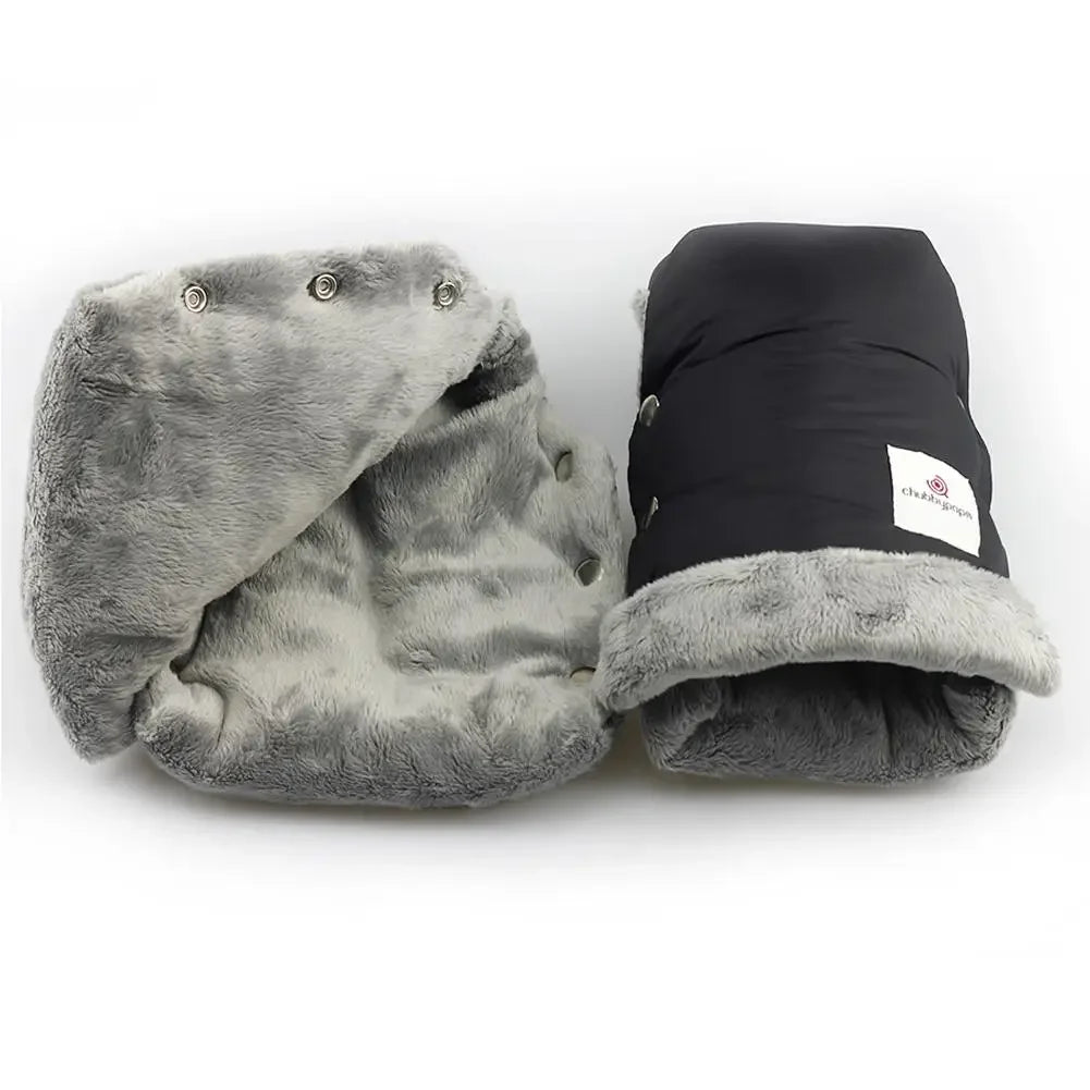 2pcs Black Waterproof Pram Stroller Warm Gloves Mitten Winter Hand Muff Baby Stroller Mitten Winter Warm Stroller Accessories