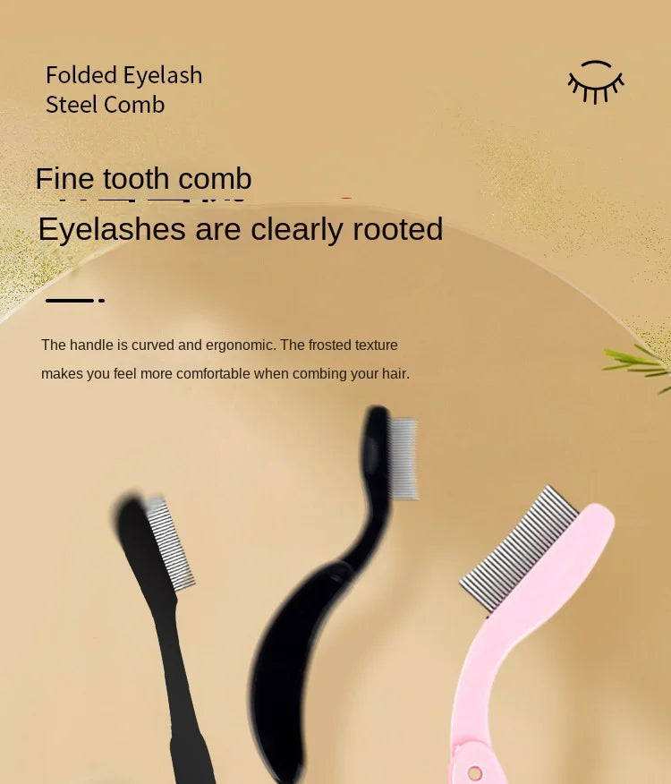 Foldable Ultra-fine Stainless Steel Eyelash Brush Lash Separator Eyebrow Eyelashes Extension Comb Eyelash Curler Makeup Tools