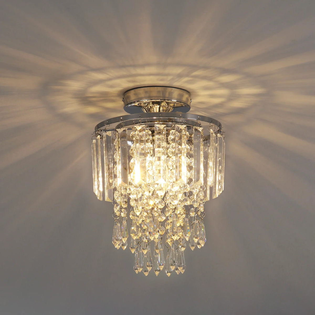 KOMORE Crystal Mount Ceiling Light 23cm /25cm / 30cm Dia for Living Room, Bedroom, Kitchen