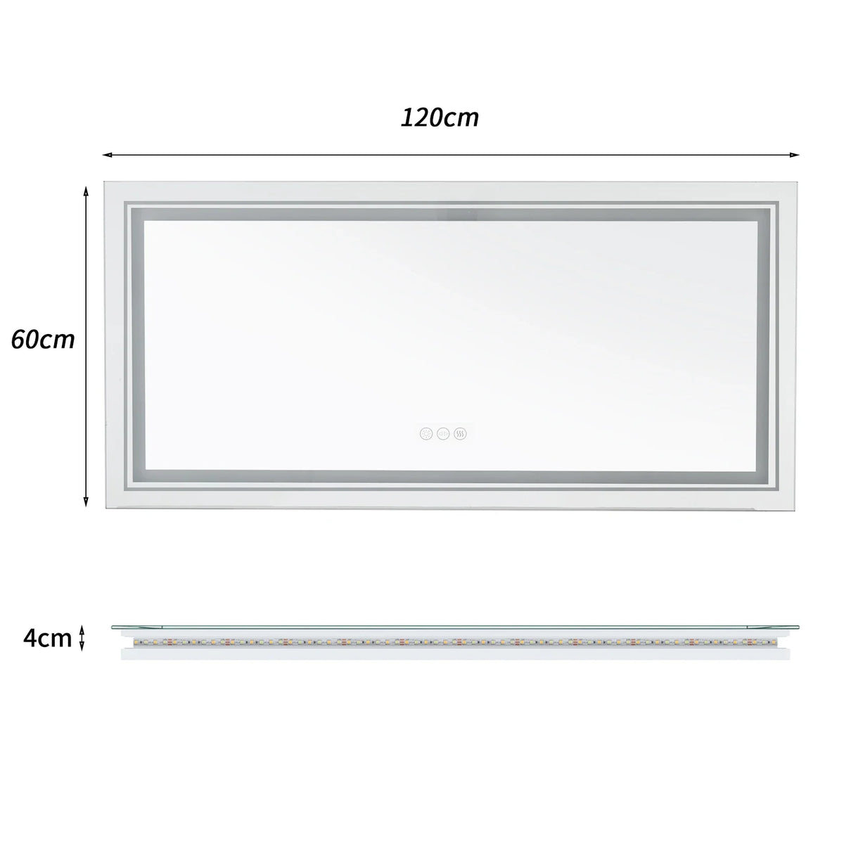 Jumbo-Large Illuminated LED Bathroom Mirror, Front and Backlit Lights, Wall Mounted, Touch Anti-fog Vanity Mirror