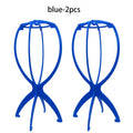 2PCS Folding Wig Stand Plastic Adjustable Portable Hat Display Stand Durable Mannequin Dummy Head Plastic Black, pink, blue