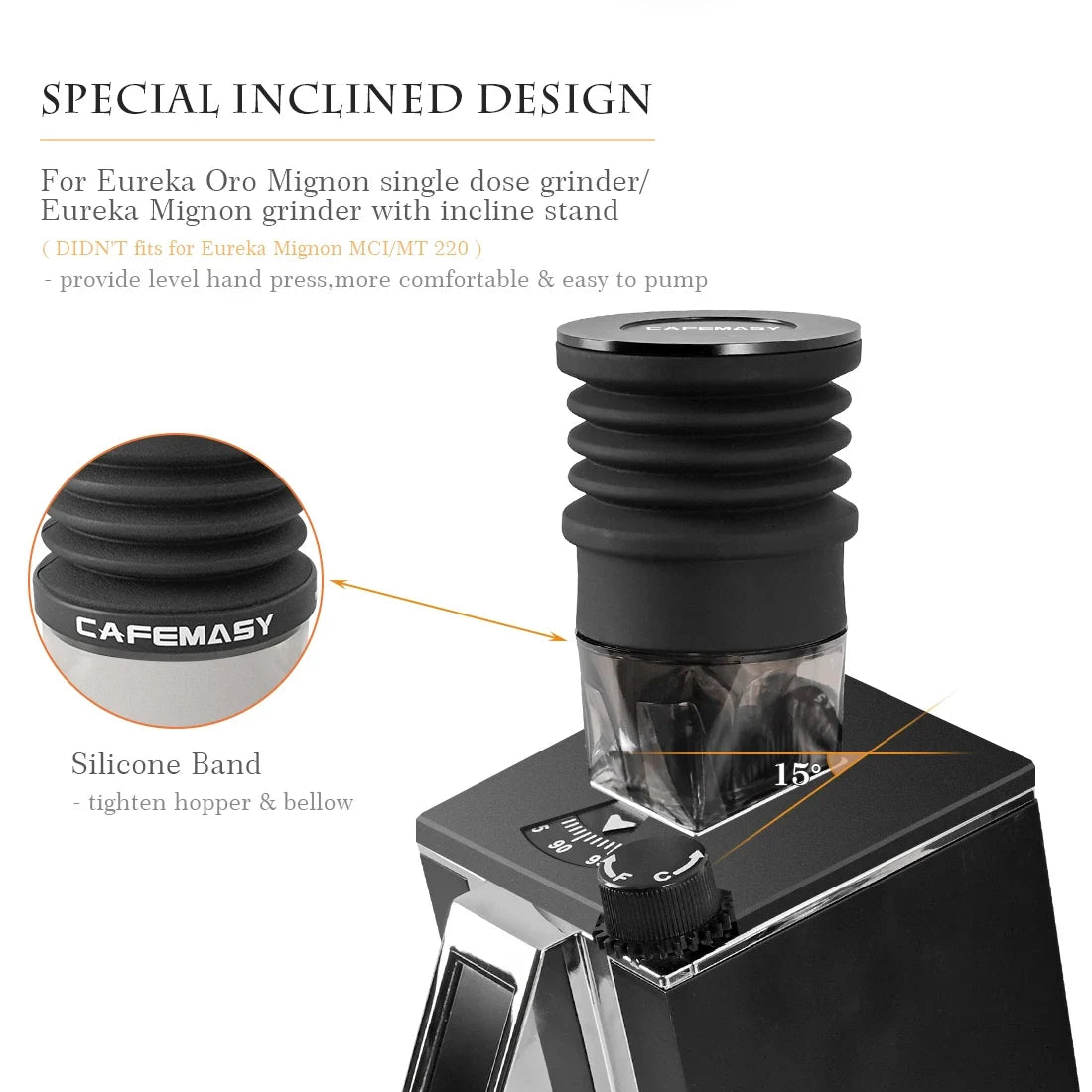 CAFEMASY Coffee Beans Grinder Single Dose Hopper Bellows For Eureka Oro Mignon Coffee Grinder Bean Bin Blowing Cleaning Tools