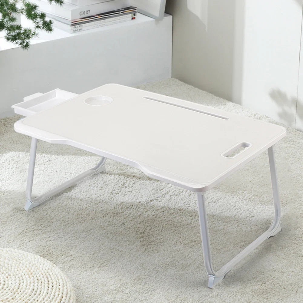 Foldable portable laptop bed desk with drawer for laptop, 60cmW x 42cmD x 28cmH