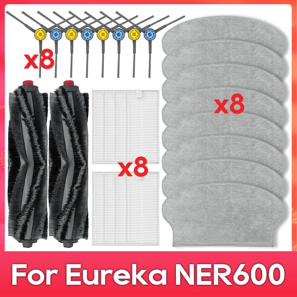 Fit For ( Eureka NER600 ) Roller Main Side Brush Hepa Filter Mop Rag Robot Vacuum Cleaner Spare Part Accessory Replacement Kit
