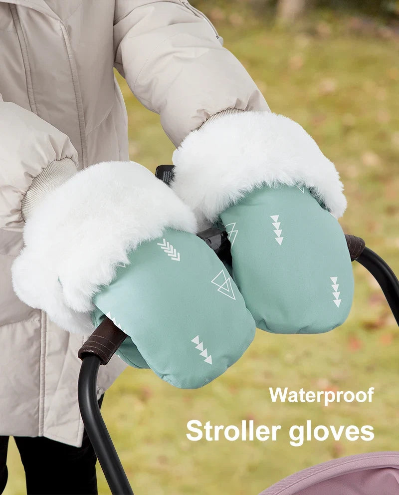 Stroller Gloves 1 Pair Winter Windproof Warm Cute Bear Brown Style Universal Prams Gloves Waterproof Baby Stroller Accessories