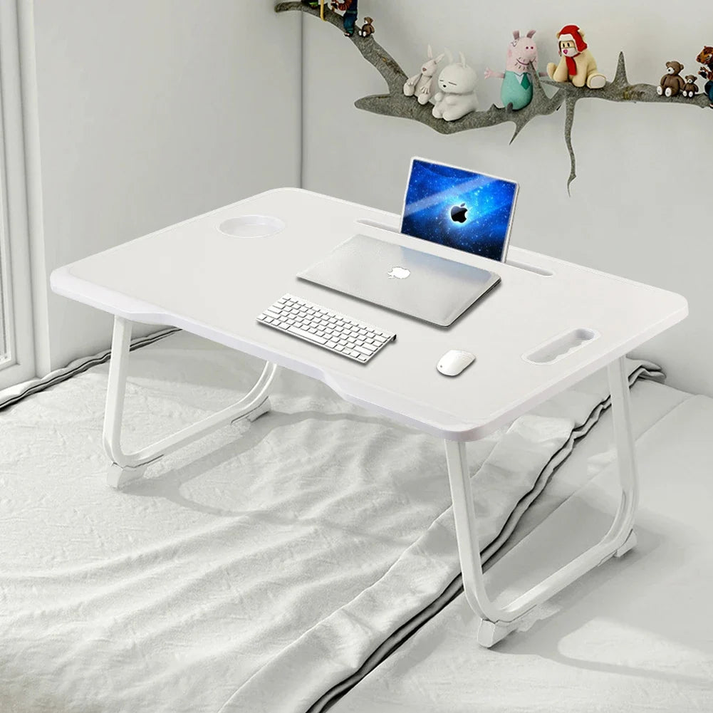 Foldable portable laptop bed desk with drawer for laptop, 60cmW x 42cmD x 28cmH