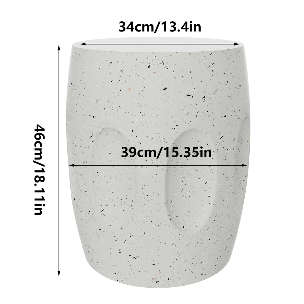 Unique Lightweight Concrete Side Table Decorative Garden Stool Faux Terrazzo Accent Table Small Coffee End Table