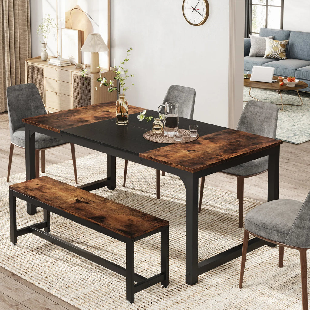 Tribesigns 63"x31.5" Dining Table, Industrial Kitchen Table for 6-8 Person, Rectangular Dinner Table for Dining Room Kitchen
