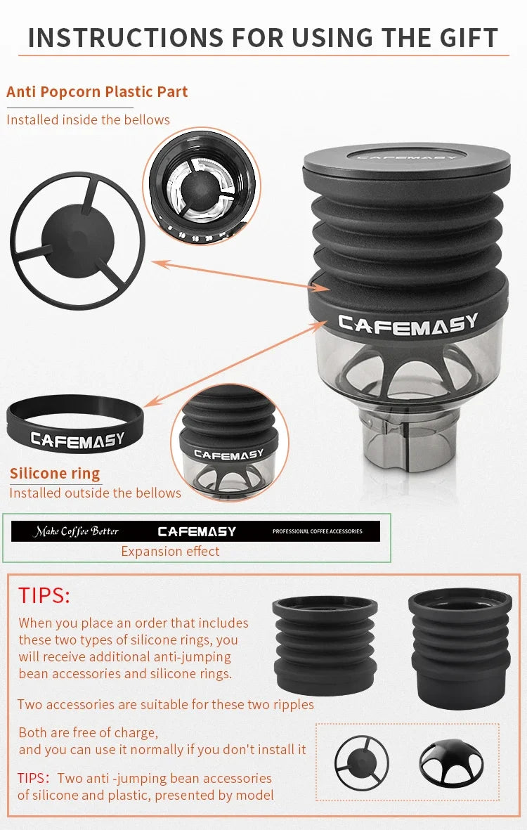 Coffee Beans Grinder Single Dose Hopper and Bellows Coffee Grinder Bean Bin Blowing Cleaning Tool For Eureka Mignon Grinder