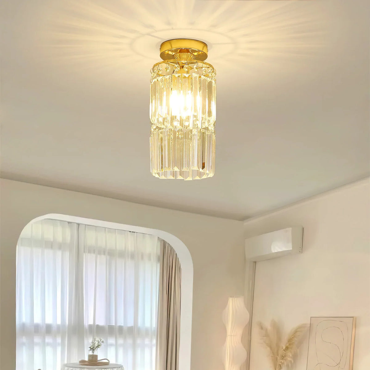 KOMORE Crystal Mount Ceiling Light 23cm /25cm / 30cm Dia for Living Room, Bedroom, Kitchen