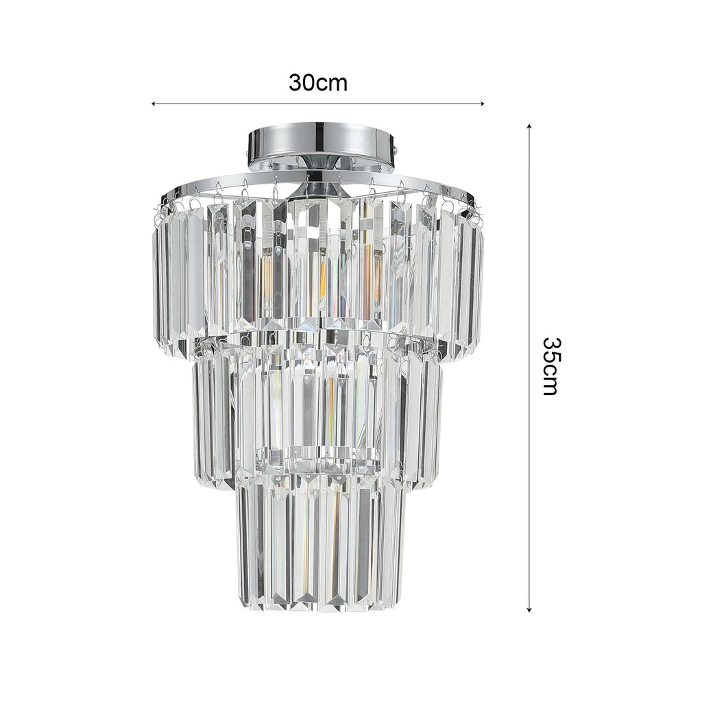 KOMORE Crystal Mount Ceiling Light 23cm /25cm / 30cm Dia for Living Room, Bedroom, Kitchen