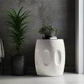 Unique Lightweight Concrete Side Table Decorative Garden Stool Faux Terrazzo Accent Table Small Coffee End Table