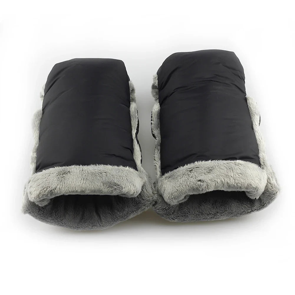 2pcs Black Waterproof Pram Stroller Warm Gloves Mitten Winter Hand Muff Baby Stroller Mitten Winter Warm Stroller Accessories
