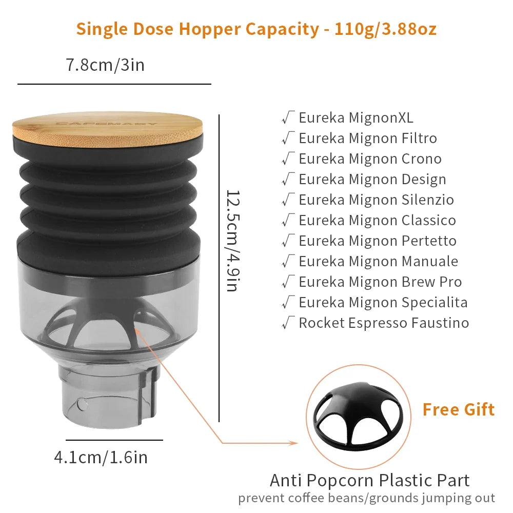 Coffee Beans Grinder Single Dose Hopper and Bellows Coffee Grinder Bean Bin Blowing Cleaning Tool For Eureka Mignon Grinder