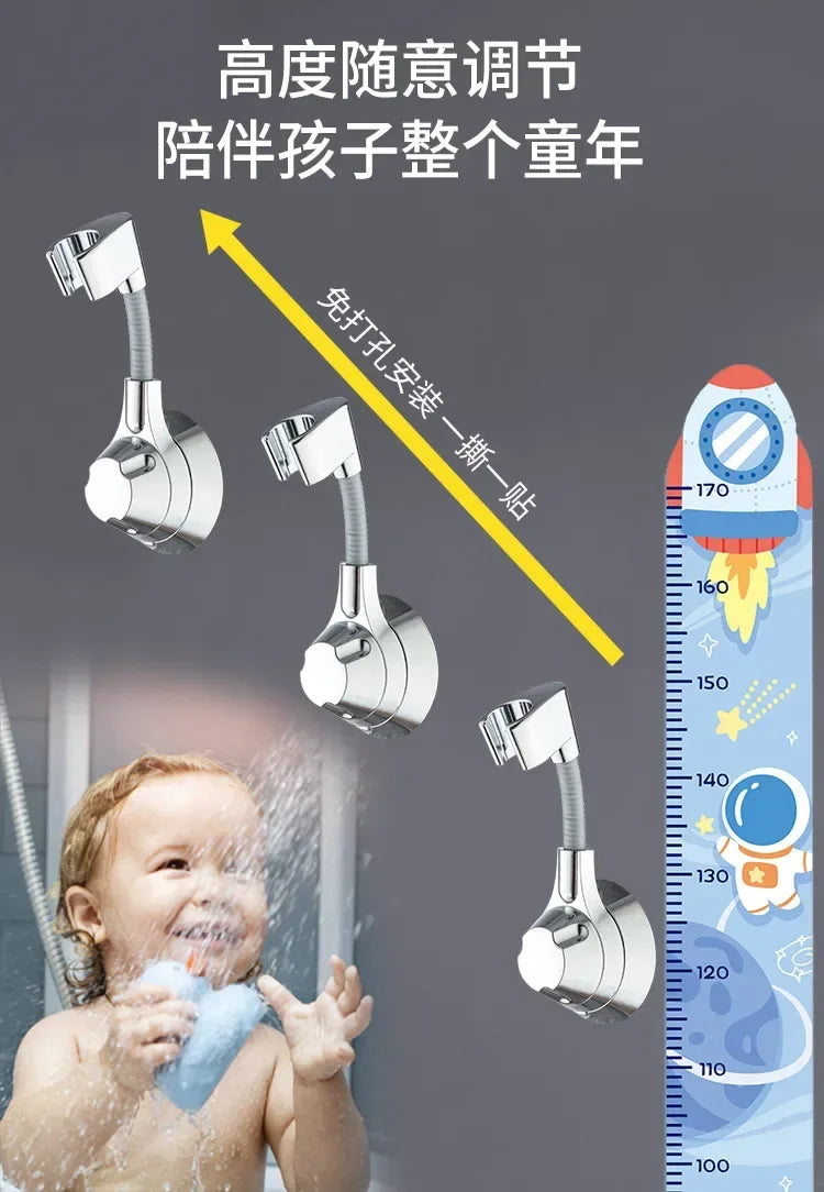 Suction Cup Shower Holder Adjustable Shower Head Holder Nozzle Handheld Holder Punch-Free Multi Angle Rotation Shower Bracket