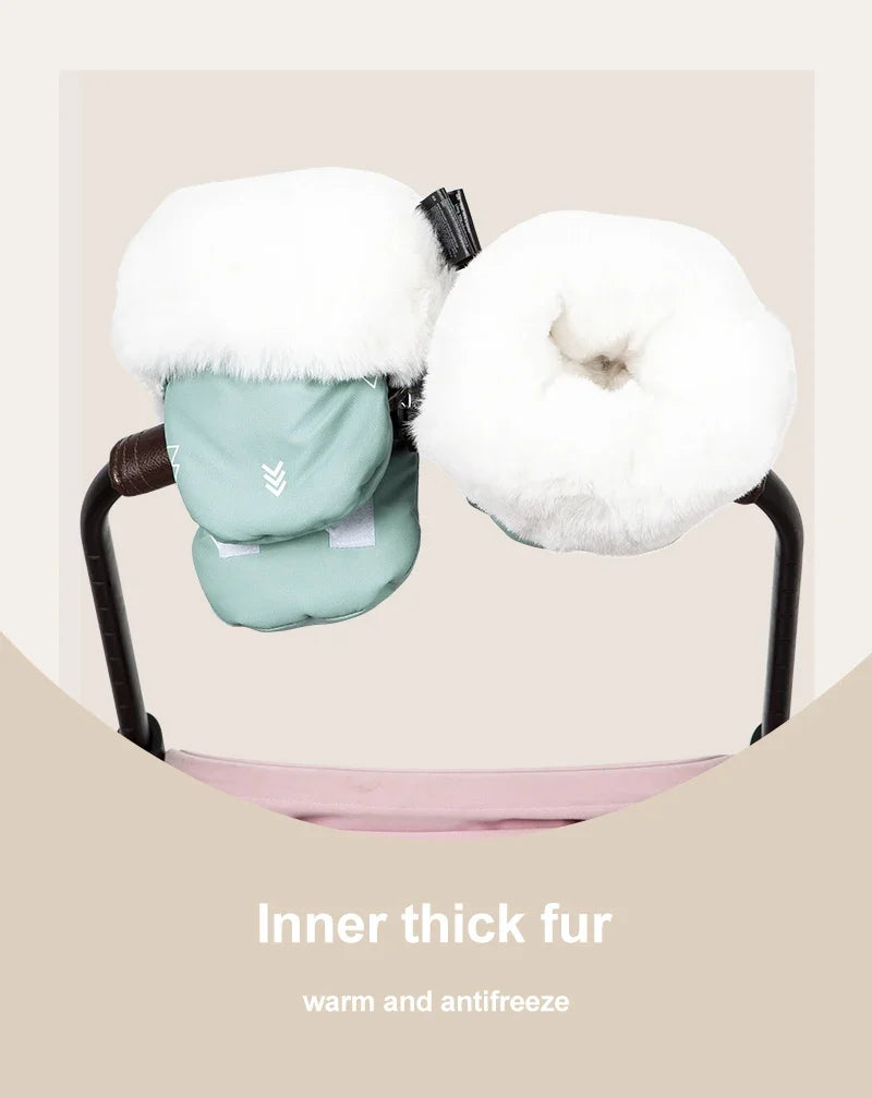 Stroller Gloves 1 Pair Winter Windproof Warm Cute Bear Brown Style Universal Prams Gloves Waterproof Baby Stroller Accessories
