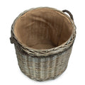 Antique Wash Round Wicker Log Basket