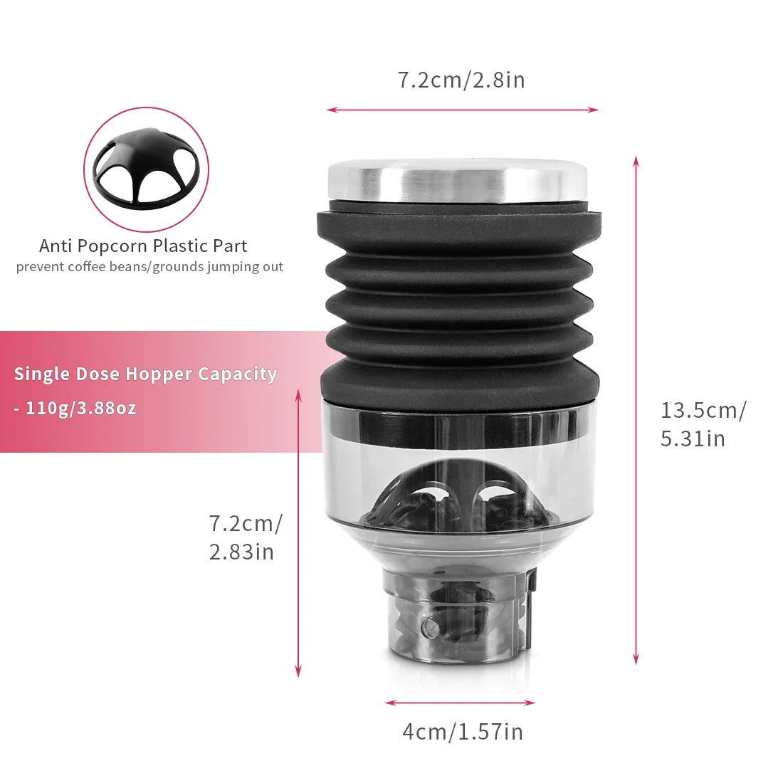 Coffee Beans Grinder Single Dose Hopper and Bellows Coffee Grinder Bean Bin Blowing Cleaning Tool For Eureka Mignon Grinder