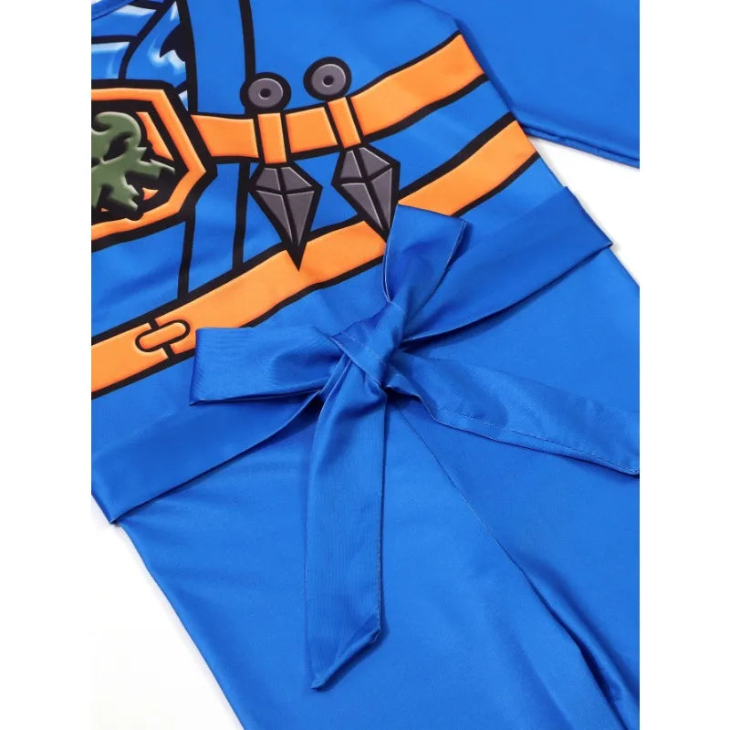Cartoon Anime Printed Boy Ninja Costume Game Mask and Ninja Fork Accessory Set Halloween Set Party Funny Set for Boys and Girls