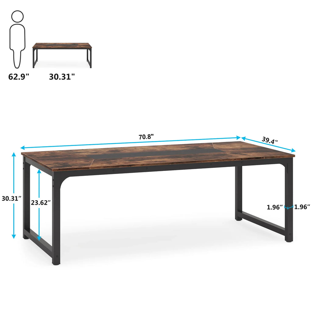 Tribesigns 63"x31.5" Dining Table, Industrial Kitchen Table for 6-8 Person, Rectangular Dinner Table for Dining Room Kitchen