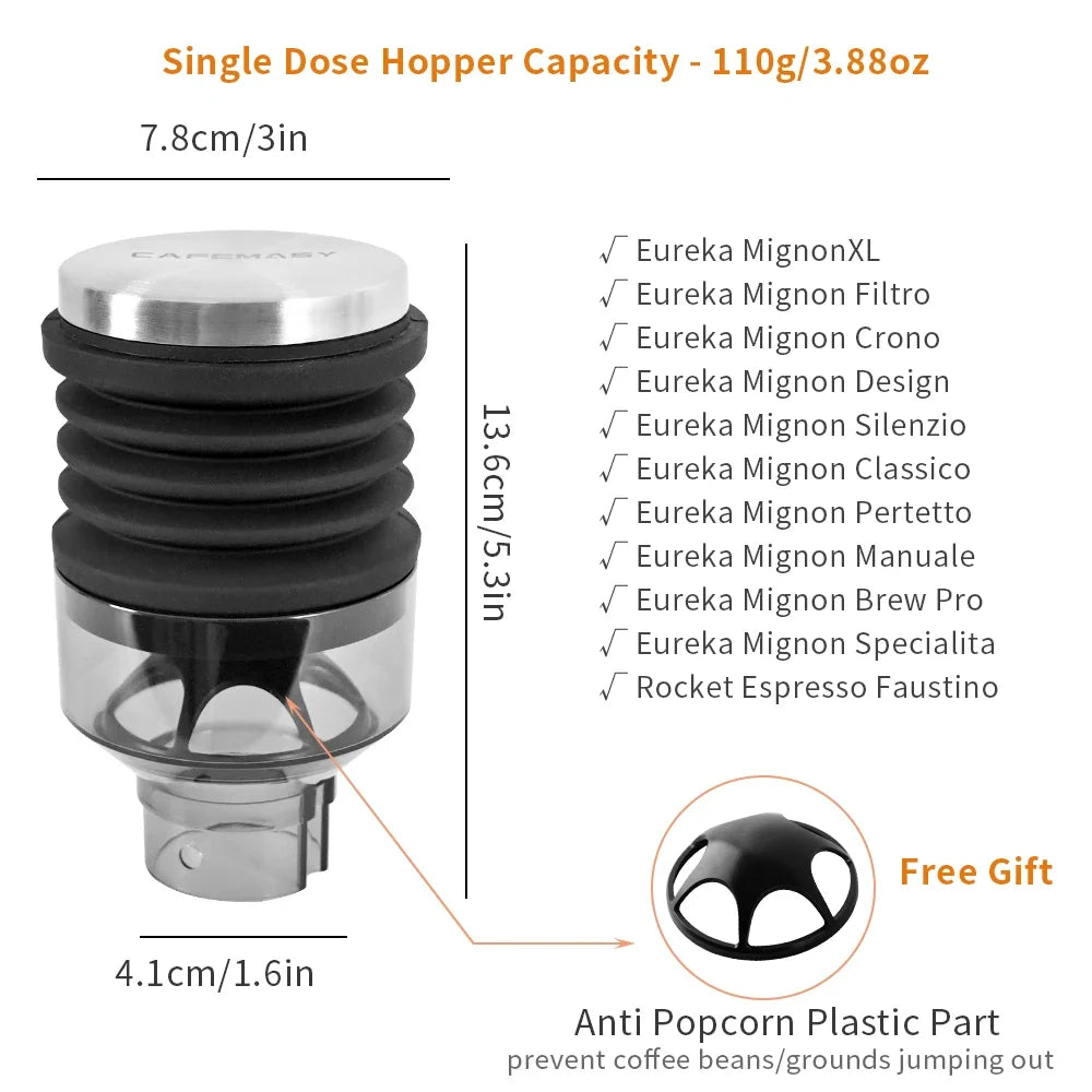 Coffee Beans Grinder Single Dose Hopper and Bellows Coffee Grinder Bean Bin Blowing Cleaning Tool For Eureka Mignon Grinder