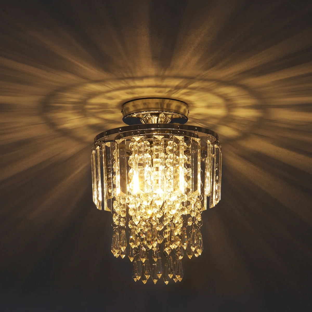 KOMORE Crystal Mount Ceiling Light 23cm /25cm / 30cm Dia for Living Room, Bedroom, Kitchen
