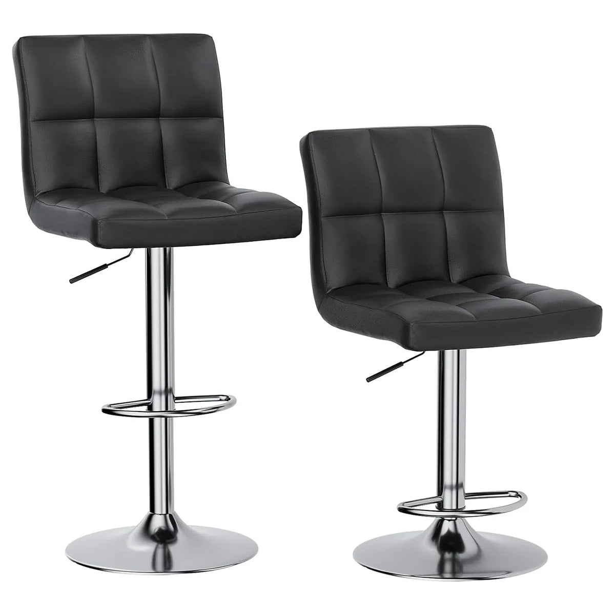 Bar Stools Set of 2 PU Leather Swivel Height Adjustable Chairs - Kitchen Counter