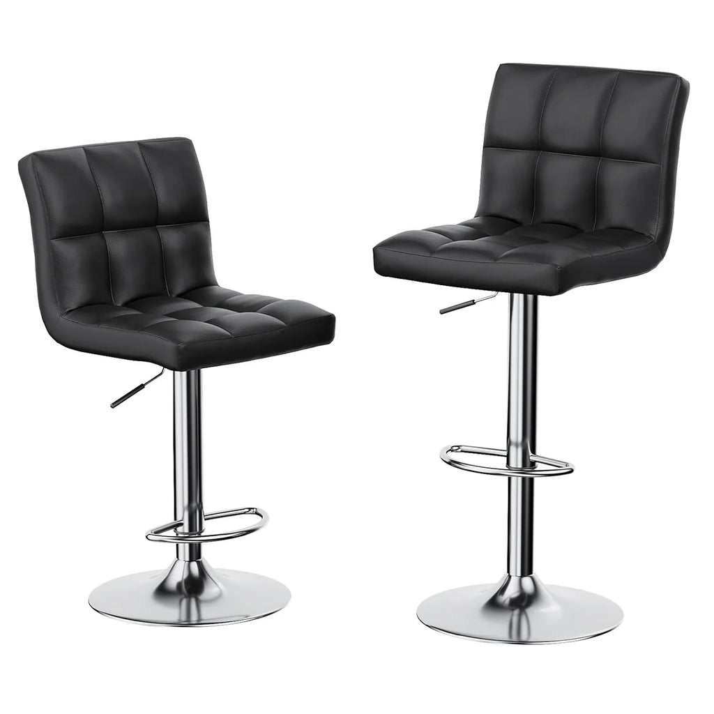 Bar Stools Set of 2 PU Leather Swivel Height Adjustable Chairs - Kitchen Counter