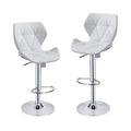Set of 2 White Swivel Bar Stools Adjustable PU Leather Kitchen Bar Chairs Stool