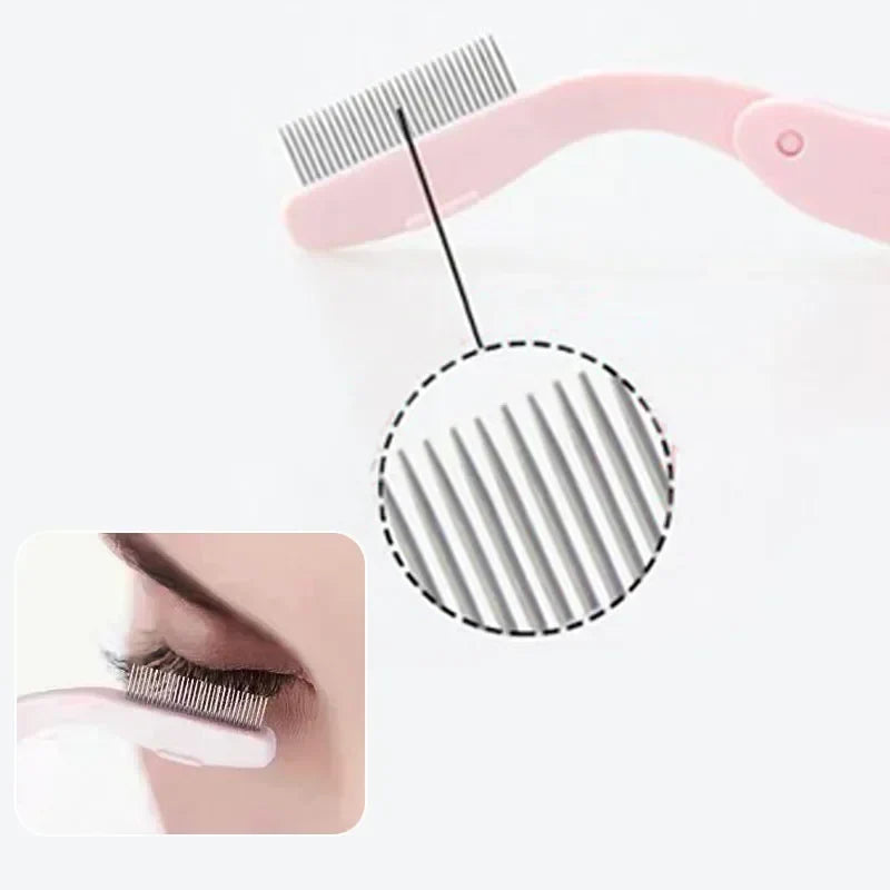 Foldable Ultra-fine Stainless Steel Eyelash Brush Lash Separator Eyebrow Eyelashes Extension Comb Eyelash Curler Makeup Tools