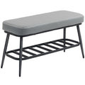 Grey Shoe Storage Bench PU Leather Seat Cabinet Hallway Organiser