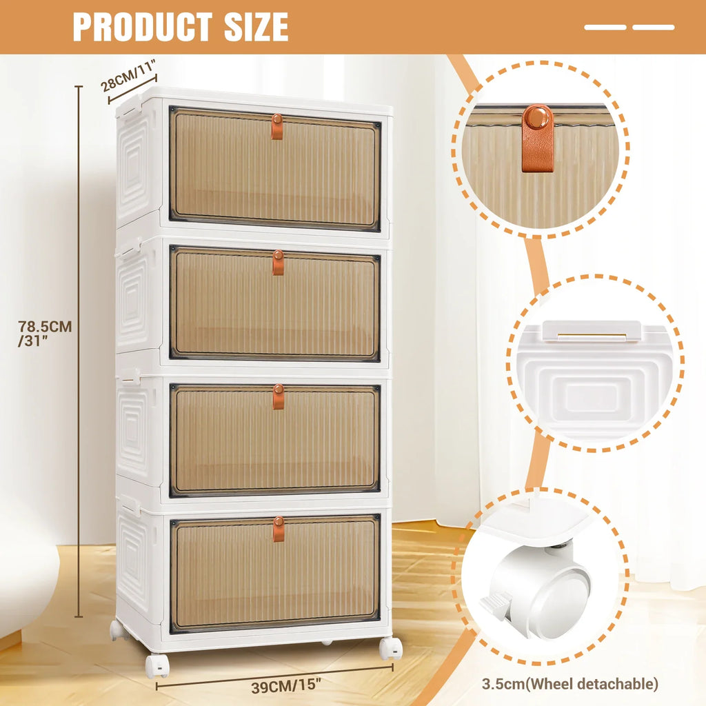 3/4/5 Tier Stackable Storage Boxes with Lids - Thickened Portable Units