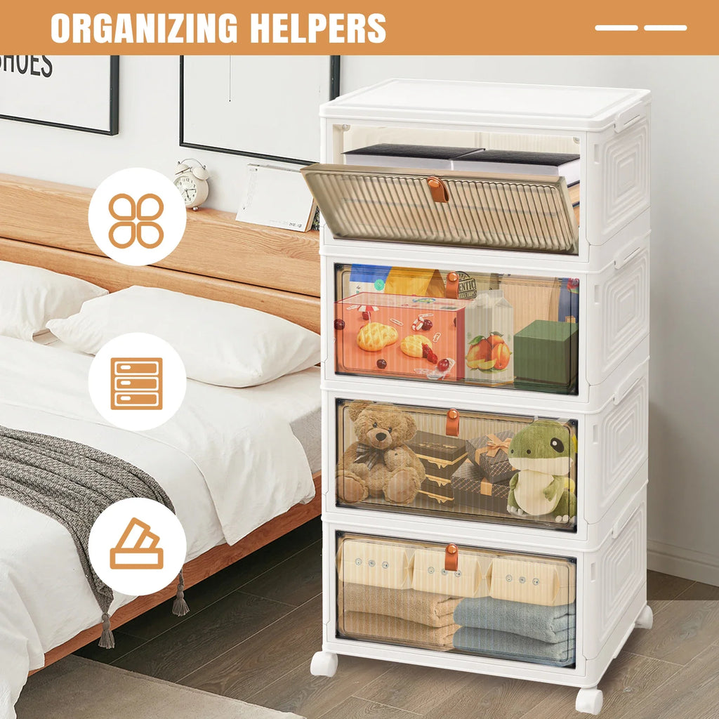 3/4/5 Tier Stackable Storage Boxes with Lids - Thickened Portable Units